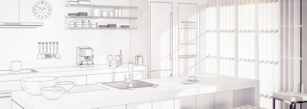 Küchenentwurf: zeitgenössisch und elegant - 3D Visualisierung