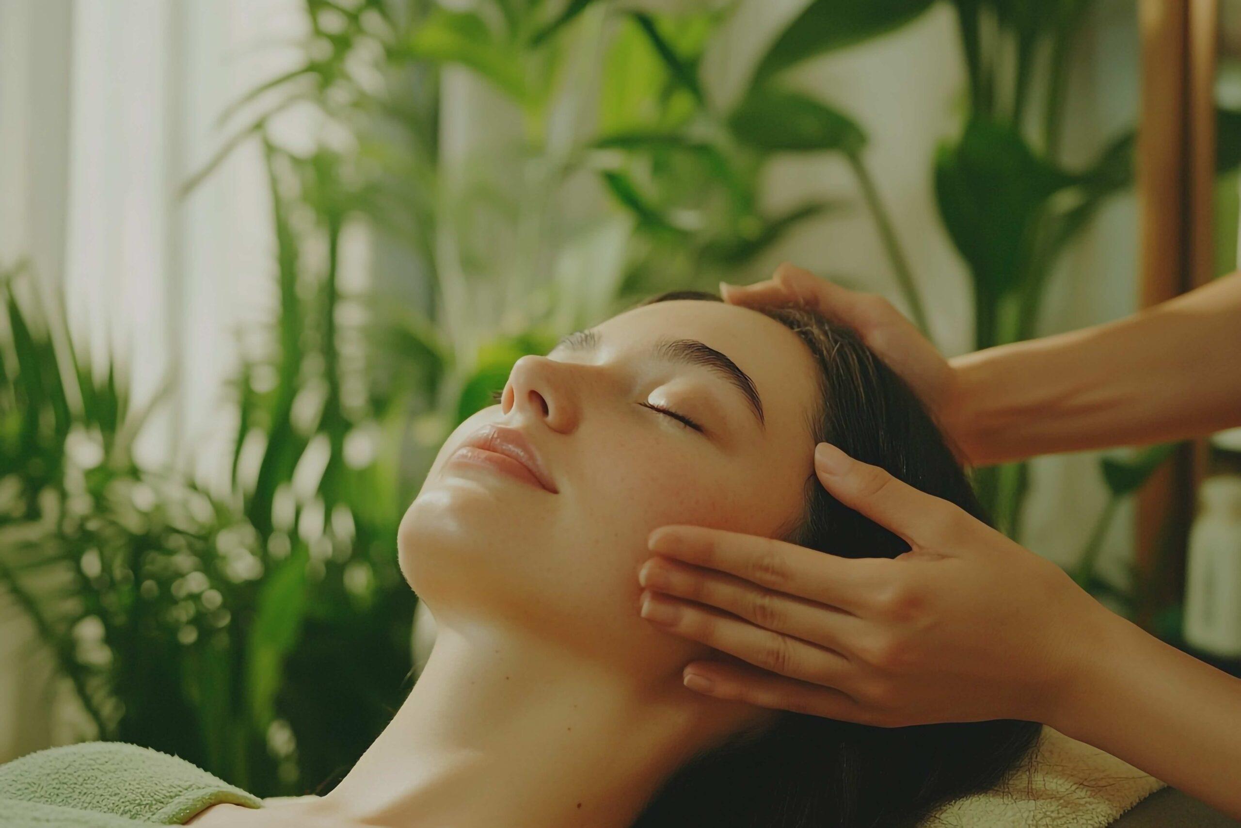 Eine junge Frau erhält eine Massage in einem Spa-Salon.