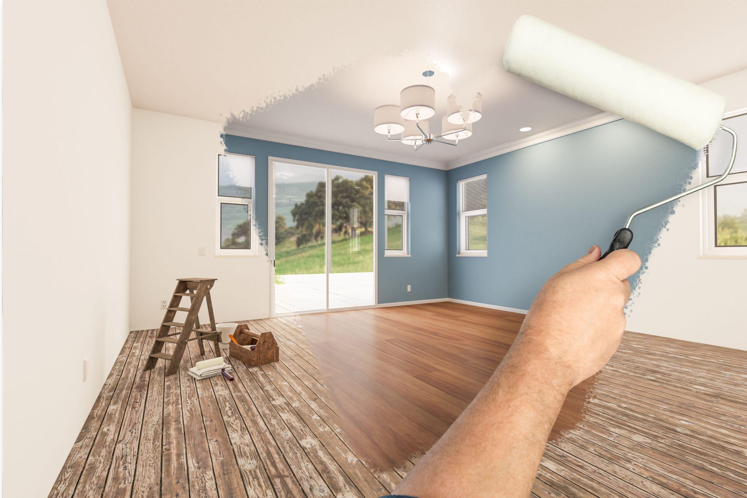 Wohnungssanierung Berlin: Raumverwandlung durch stilvolle Renovierung mit neuer Wandfarbe, Boden und Lichtdesign
